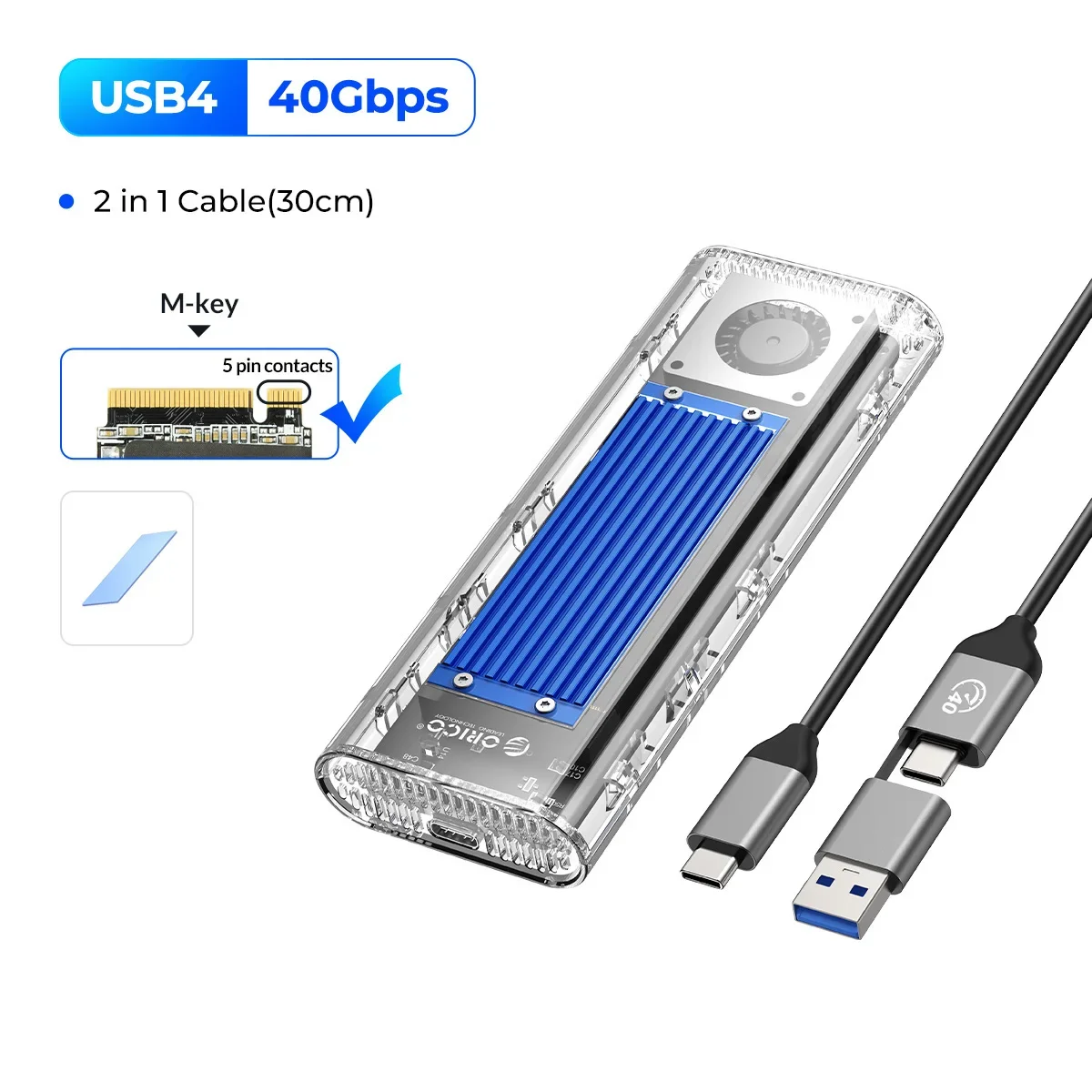 ORICO NVMe m.2 40Gbps 8TB対応 ssd ケース case ORICO 40Gbps USB4 M.2 SSD Enclosure 8TB with with Cooling