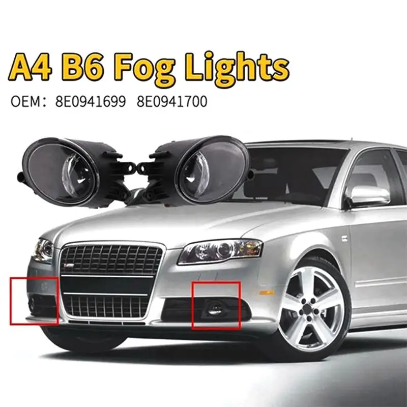 A65X-자동차 앞 범퍼 안개등 램프 A4 B6 2001-2005 자동차 스타일링 할로겐 안개등 램프 라이트