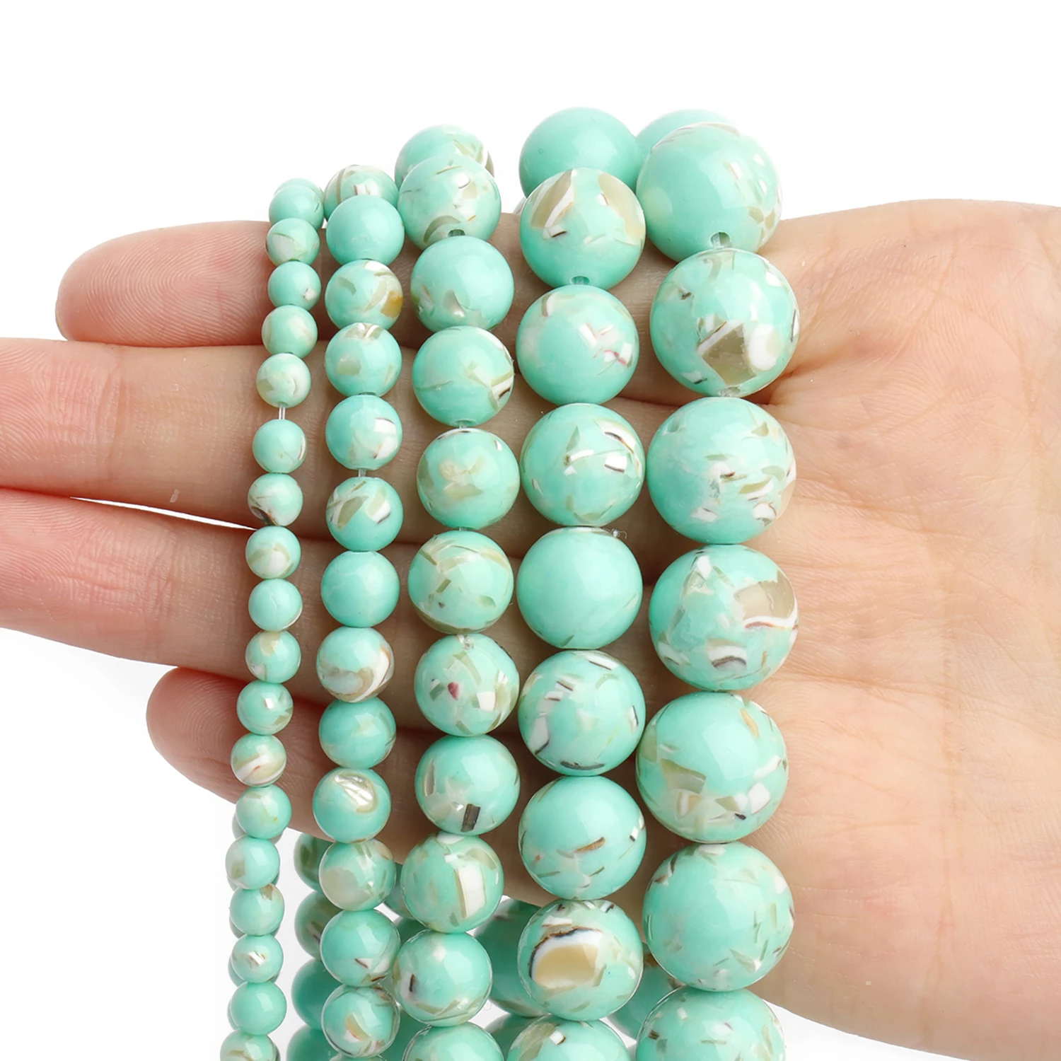 Wholesale AA Light Blue Natural Shell Howlite Turquoise Bead Trochus Round Smooth Loose Beads For Jewelry Making Diy Bracelets