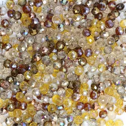 Isywaka Light Blue Faceted Crystal Glass Beads, 50pcs 4x6mm Rondelle Spacer Beads - 4x6mm 50pcs (Golden multicolor)