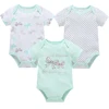 3 Pcs/lot Newborn Baby Boy Bodysuit 100% Cotton Short Sleeve 3M 6M 9M 12M Girls Clothes Cool Print Infant Jumpsuit 4