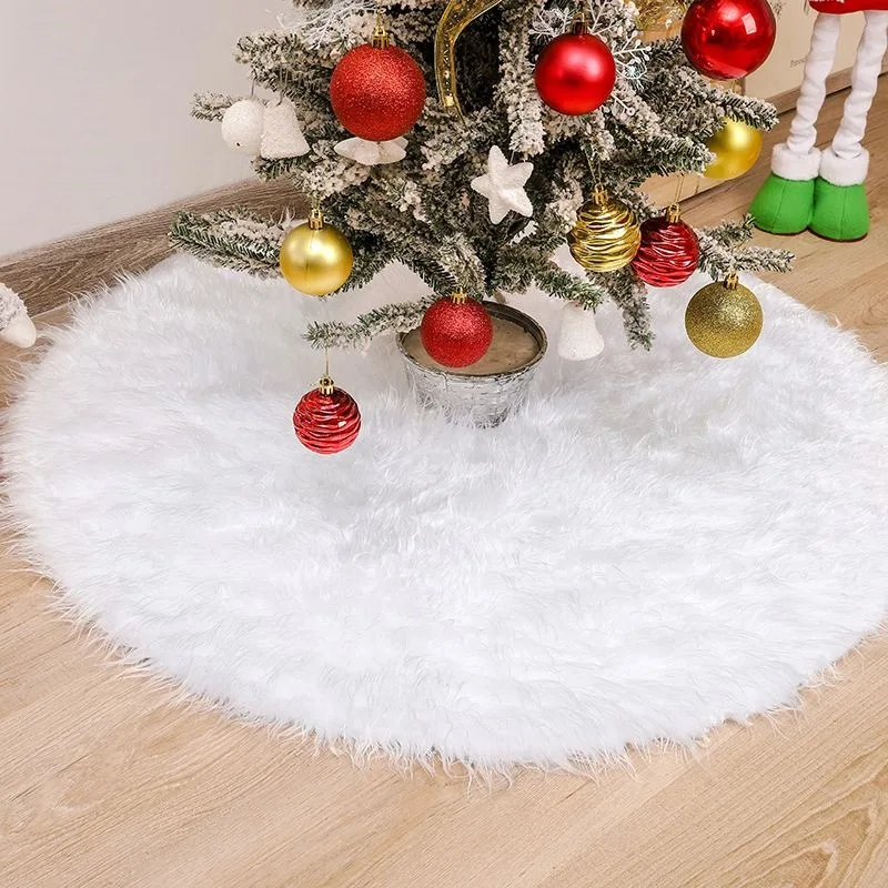 

Christmas Tree Skirt Plush Faux Fur Xmas Tree Carpet Merry Christmas Tree Decorations Ornament New Year Navidad Home Decor