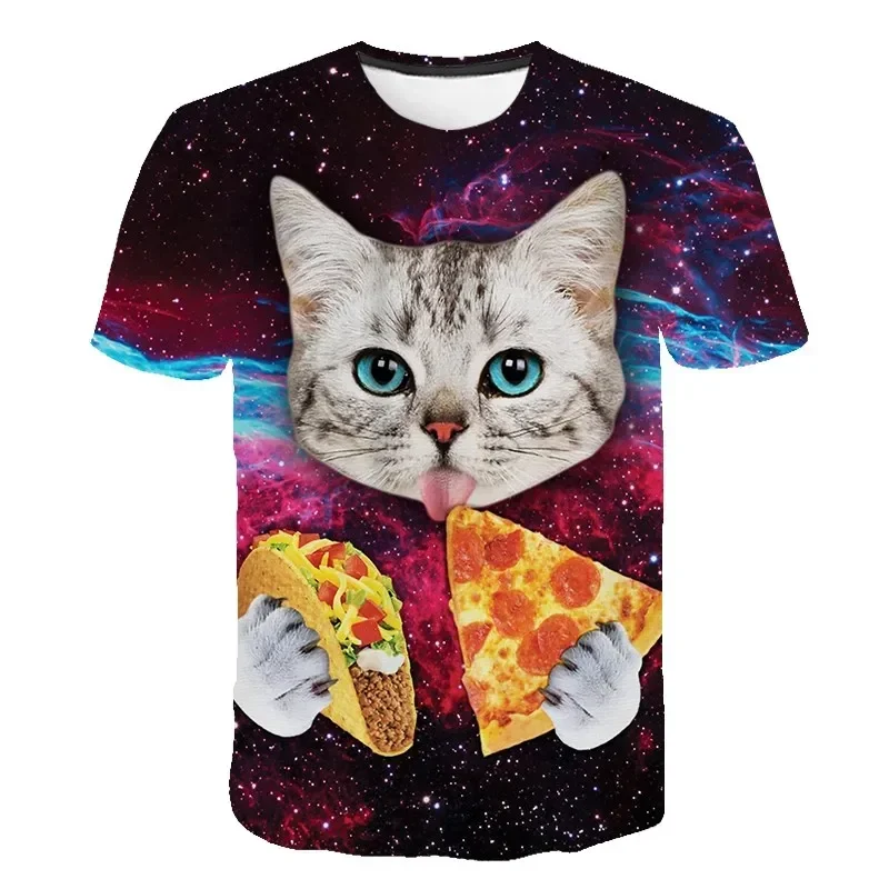 

Harajuku Kids Summer Short Sleeve Digital 3D Cat Printed Tops T Shirt Baby Boy Clothes T-Shirts Mujer Camisetas