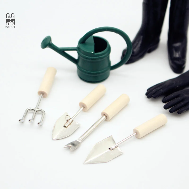 

Миниатюрный садовый чайник, садовые инструменты, лопата, уличное украшение для внутреннего дворика