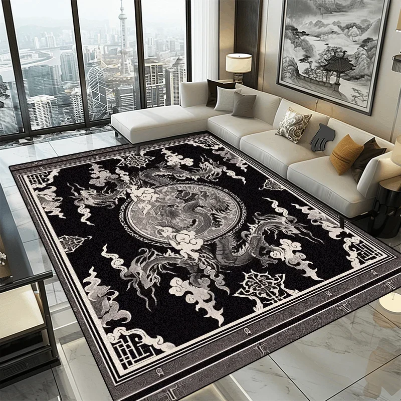 Retro Luxury Black Carpet Living Room Large Size Rug Non-slip Coffee Tables Mat Home Decoration Bedroom Lounge Rug Tapis Salon 3