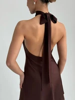 2025 Gown Goth Slim Women Club Dresses  New Retro Dark Elegant Solid Sleeveless Sexy Rave Backless Halter Partywear - Image 2