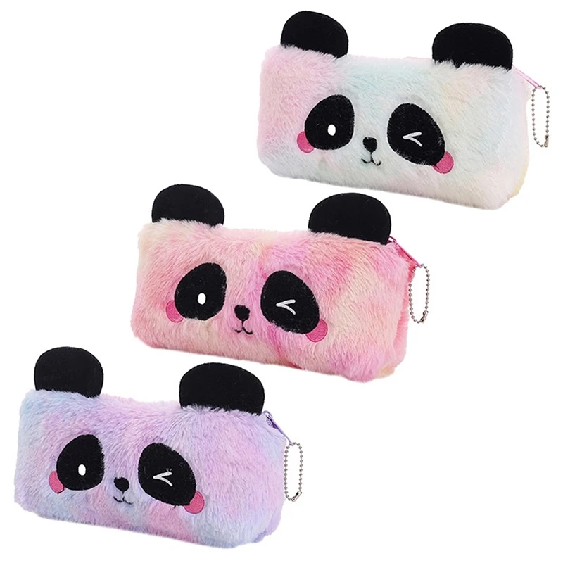 

Cute Cartoon Panda Pencil Case White Plush Pen Bag Stationery Supplies Tool