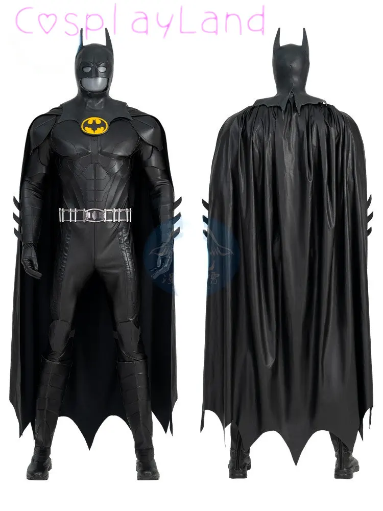 New Movie Barry Bat Cosplay Bruce Wayne Printing Jumpsuit Superhero Battle Costume Outfit Man Suit Cloak Mask Shoes