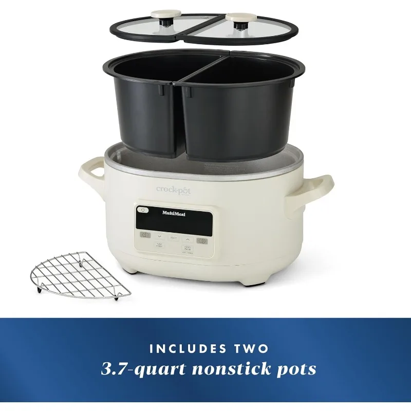MultiMeal Multicooker and Programmable Slow Cooker with Bake Function,12.25"D x 18"W x 9.25"H, Off-White 6