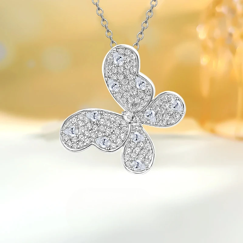 

Luxury Niche Design, Sweet Daily Minimalist 925 Sterling Silver Butterfly Pendant Inlaid with Wedding Jewelry Wholesale