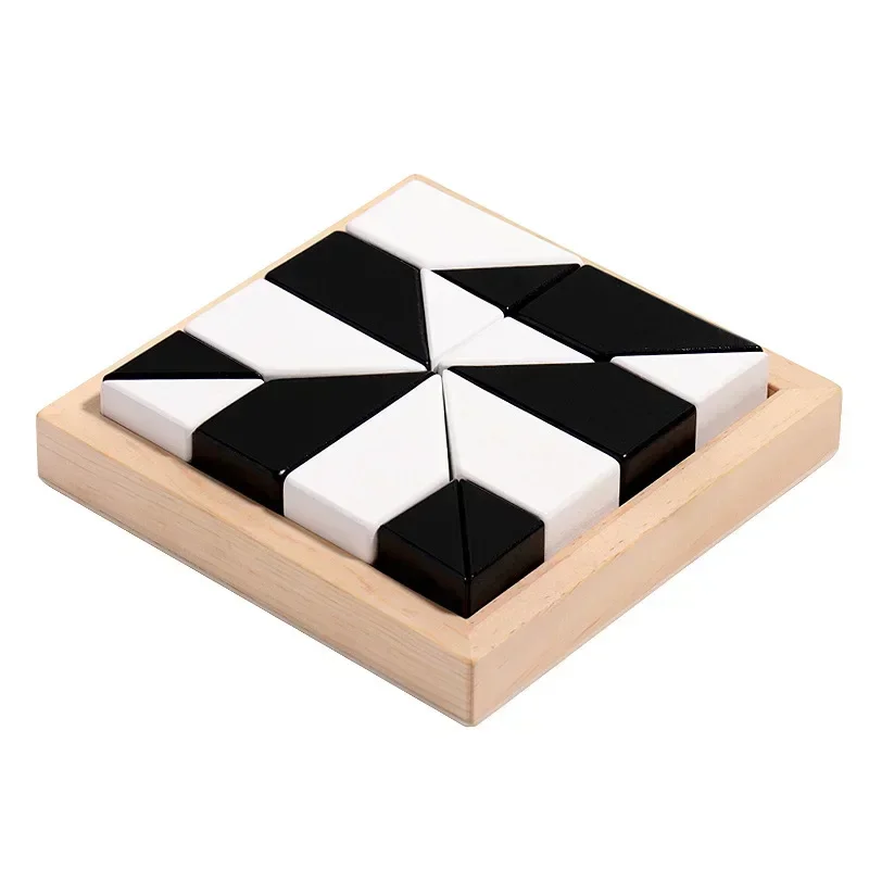 Wooden Blocks Puzzle Table Games Brain Teaser Puzzle Game with Challenges Brain Toys for Kids STEM Montessori Toys for Boys Gift