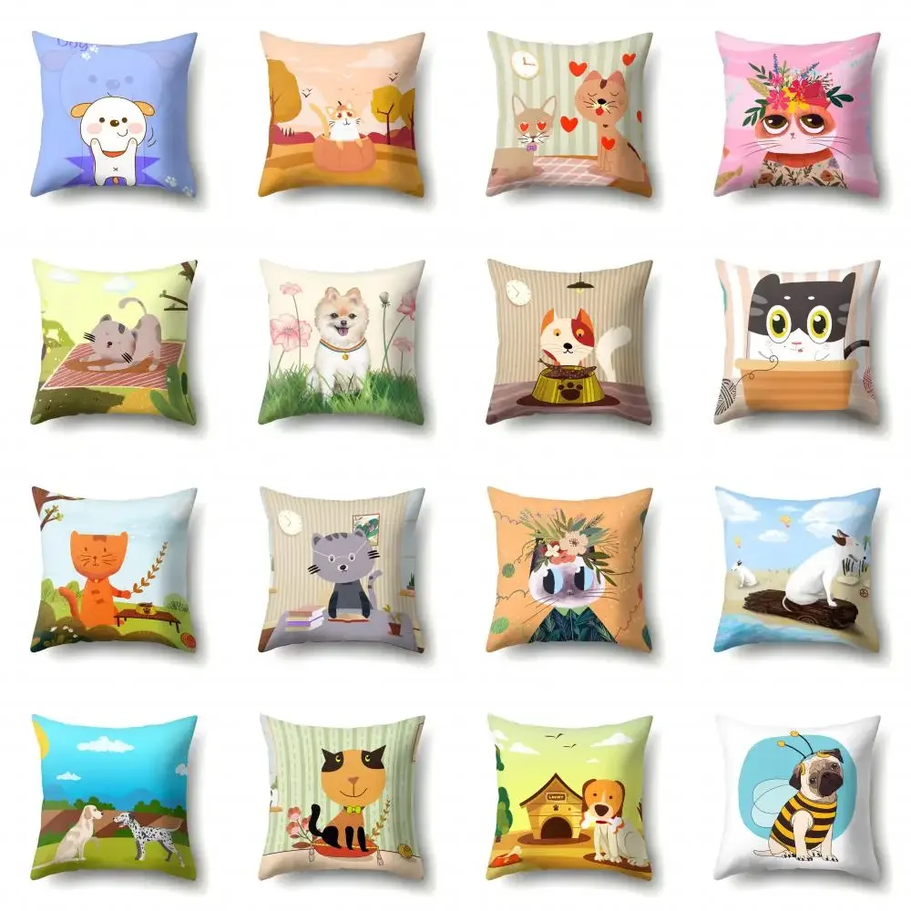 

New Cushion Cover Hotel Throw Pillows for Living Room Sofa Soft Cartoon Pillow Cover Animal Polyester Pillow Case Home Decor Car