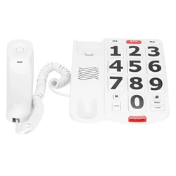 Enhanced Wired Landline Phone with Easy - to - Read Large Buttons and Extra Loud Ringtones (WHITE)