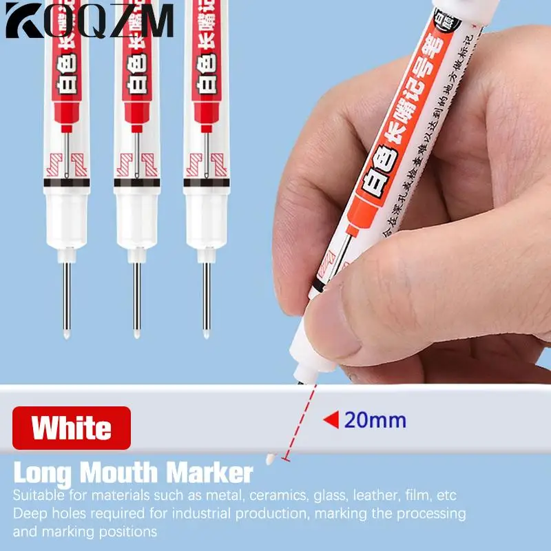 

White Long Head Marker Pen Long Head Marker Pen Bathroom Carpentry Decoration Multi-functional Deep Hole Marker Pen