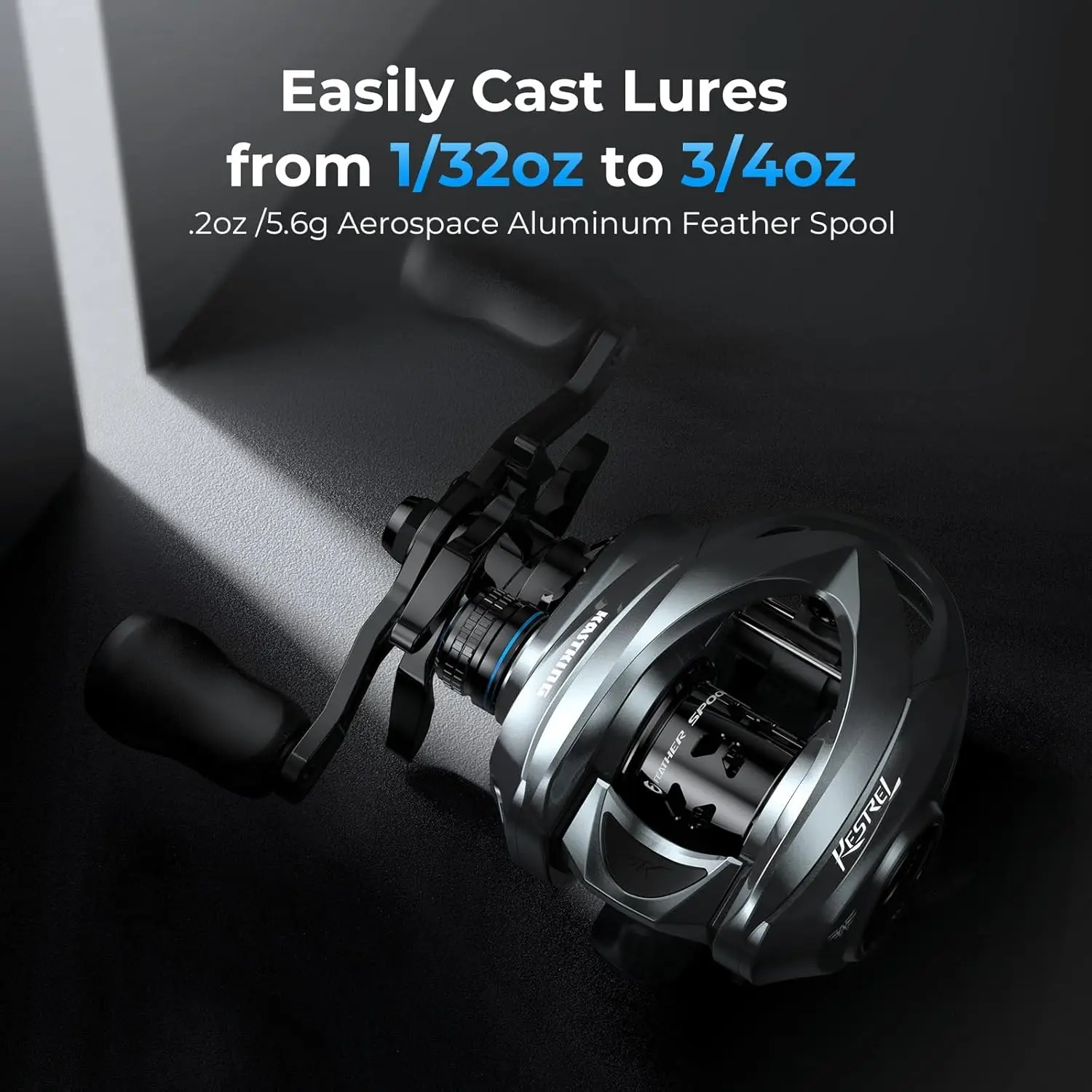 Kestrel Finesse Baitcasting Reel, Ultra-Lightweight, Only 4.5 oz, Easily Cast Lures Down to 1/32 oz, 11+1 Double Shield
