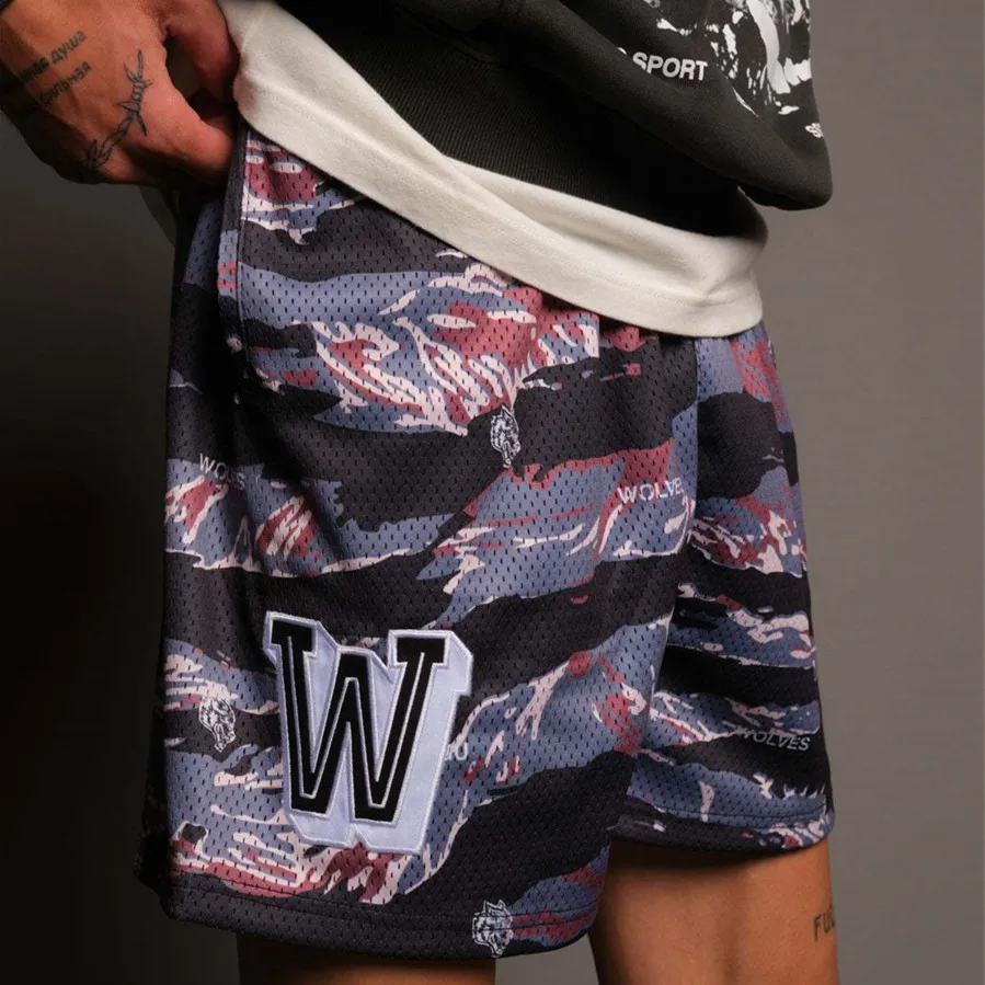Summer Men Shorts Darc Wolves Gym Mesh Breathable Shorts Mens Fitness Running Training Short Pant Quick-Drying Workout Shorts