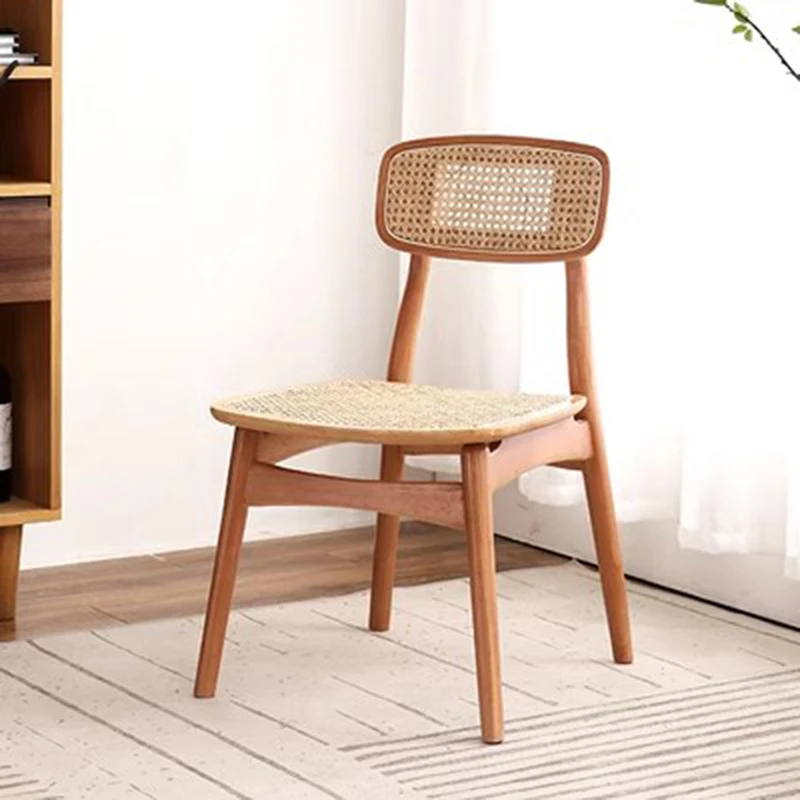 

Garden Balcony Dining Chair Modern Wood Single Nordic Kitchen Chairs Rattan Backrest Muebles Hogar Patio Furniture LJ50DC