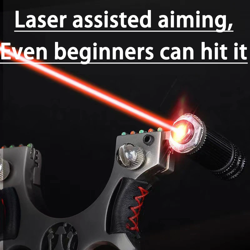 Laser Aiming Metal Slingshot for New Player Professional Slingshot Powerful Alloy Bow Shooting Outdoor Hunting Sling Shot steel slingshot