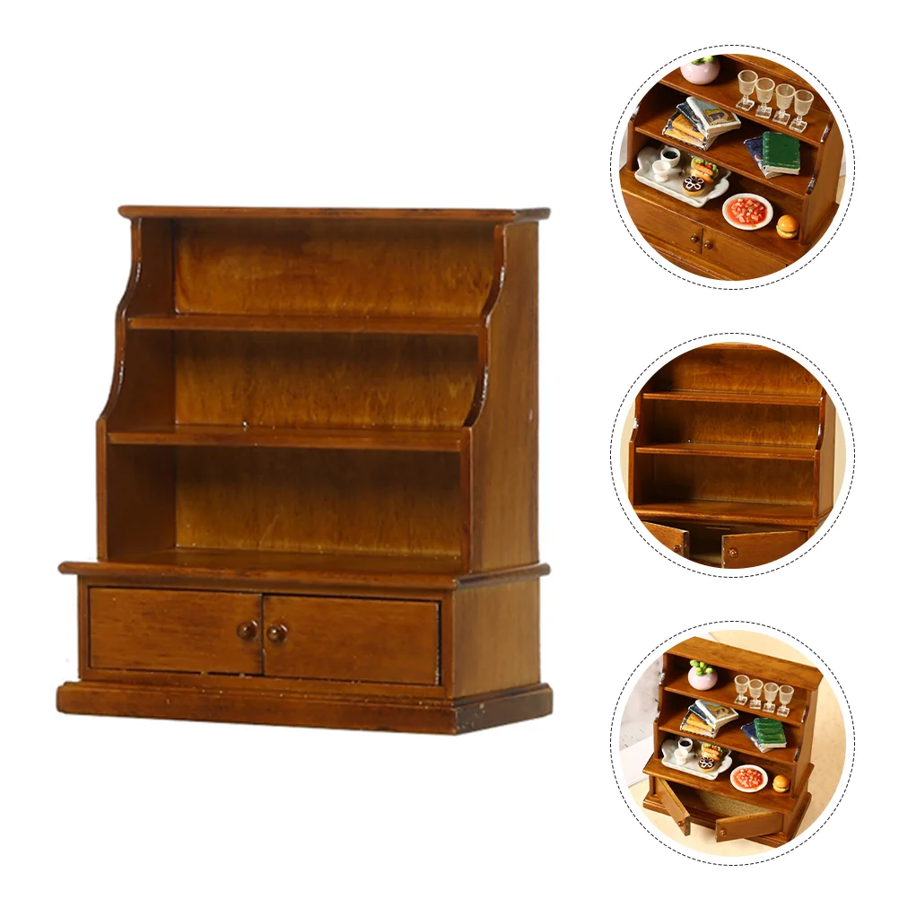 Mini Bookcase Miniature Things Wooden Bookshelf Furniture Kitchen Miniatures Decor House Shelves Bookshelfs Display