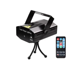 Enhanced LED Stage and DJ Laser Projector with Sound Activation and Remote Control for Vibrant Outdoor Party Lighting (Black with Remote)