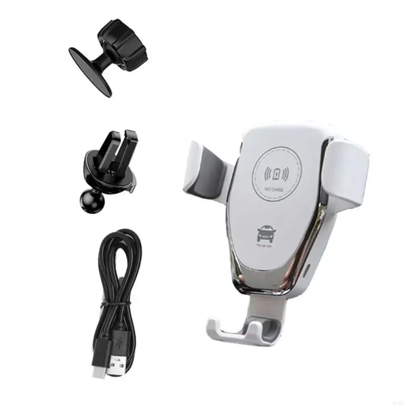 Universal Wireless Charging Car Phone Holder with Auto Clamp & 360° Rotation