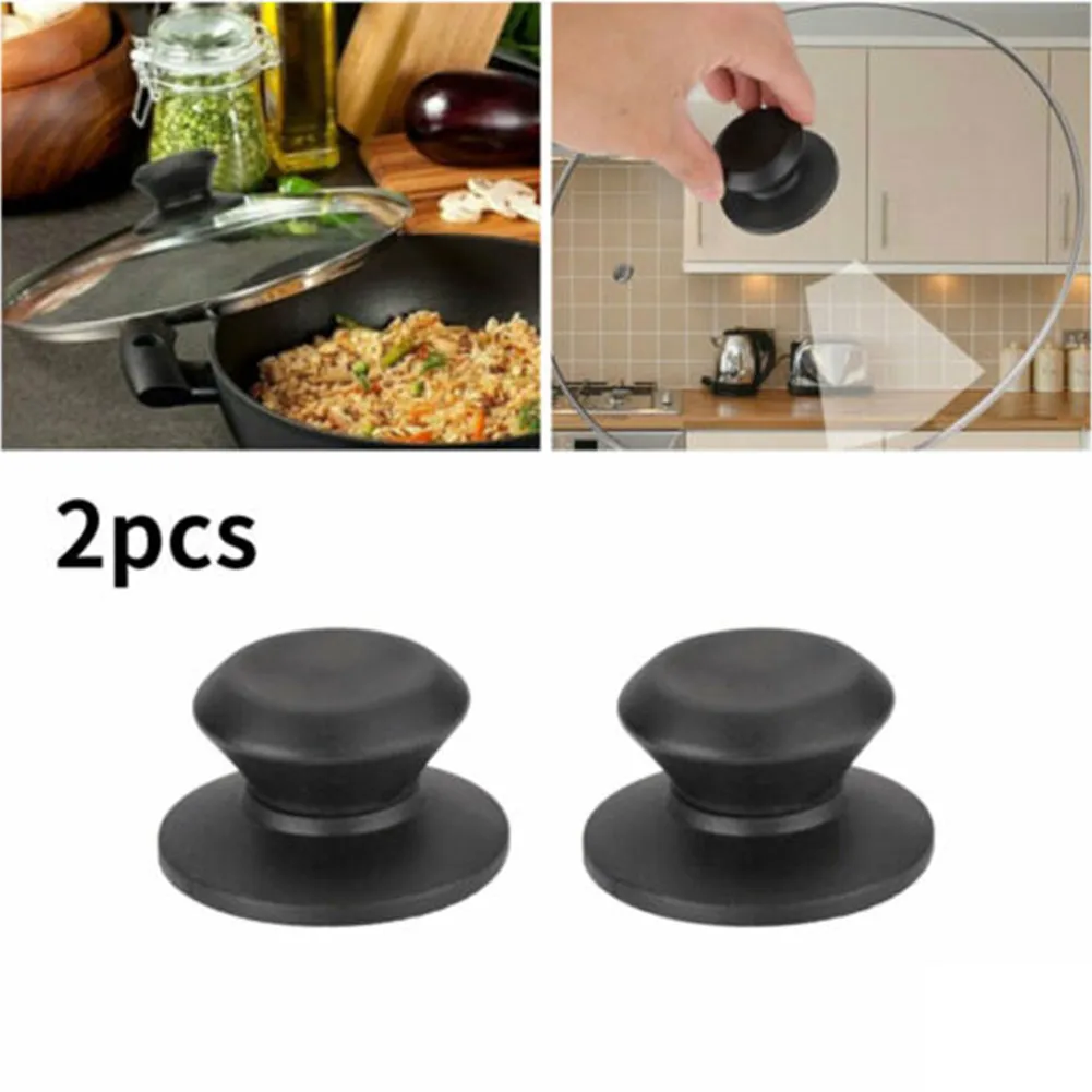 

Home Pot Lid Knob Lids Cover Replacement Screws Tool 2x Accessory Bakelite Black Cookware Easy Install Grip Handgrip