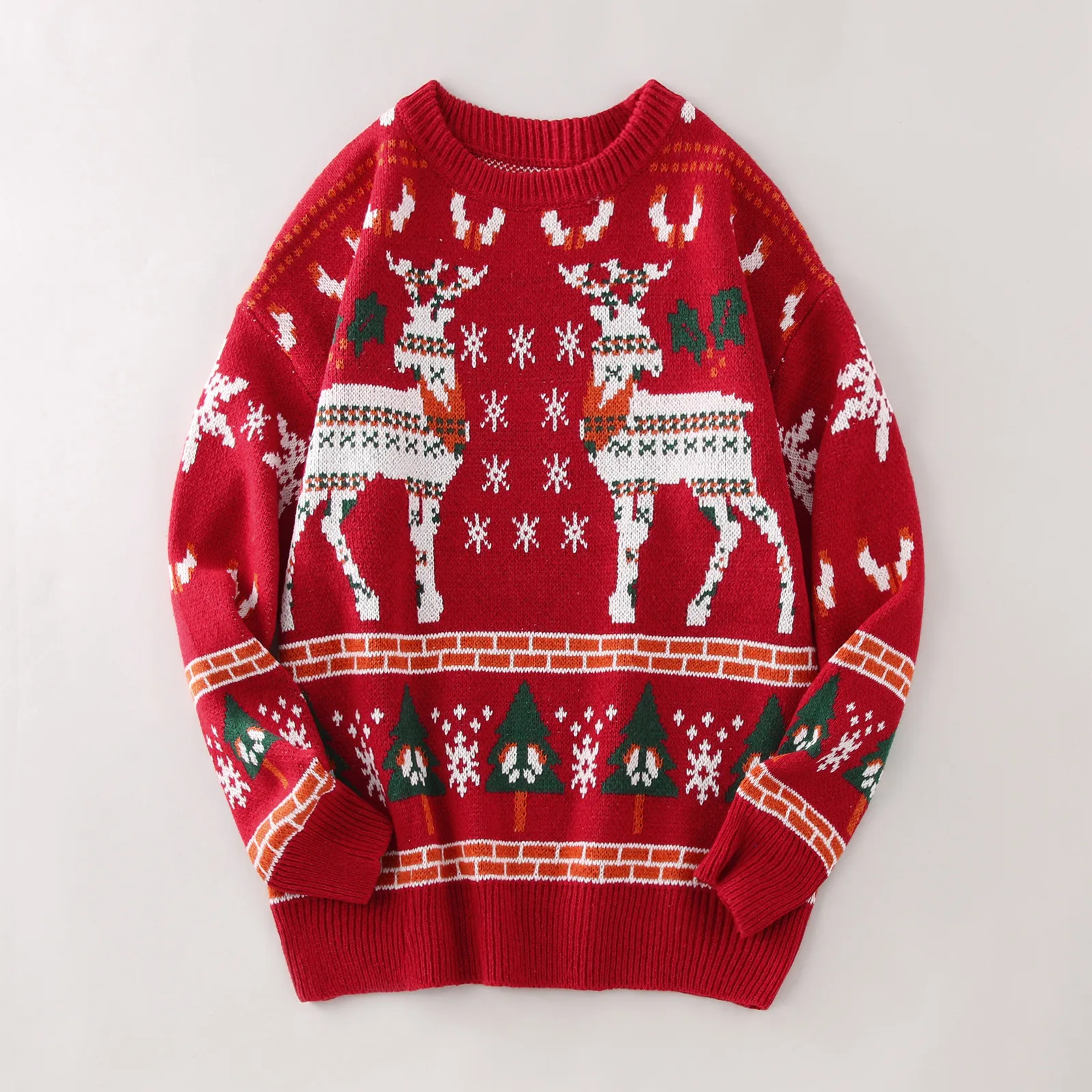 

Men's Women's Christmas Knitted Sweater Autumn And Winter Fashion Christmas Deer Sweater Round Neck Casual Pullover Sweater