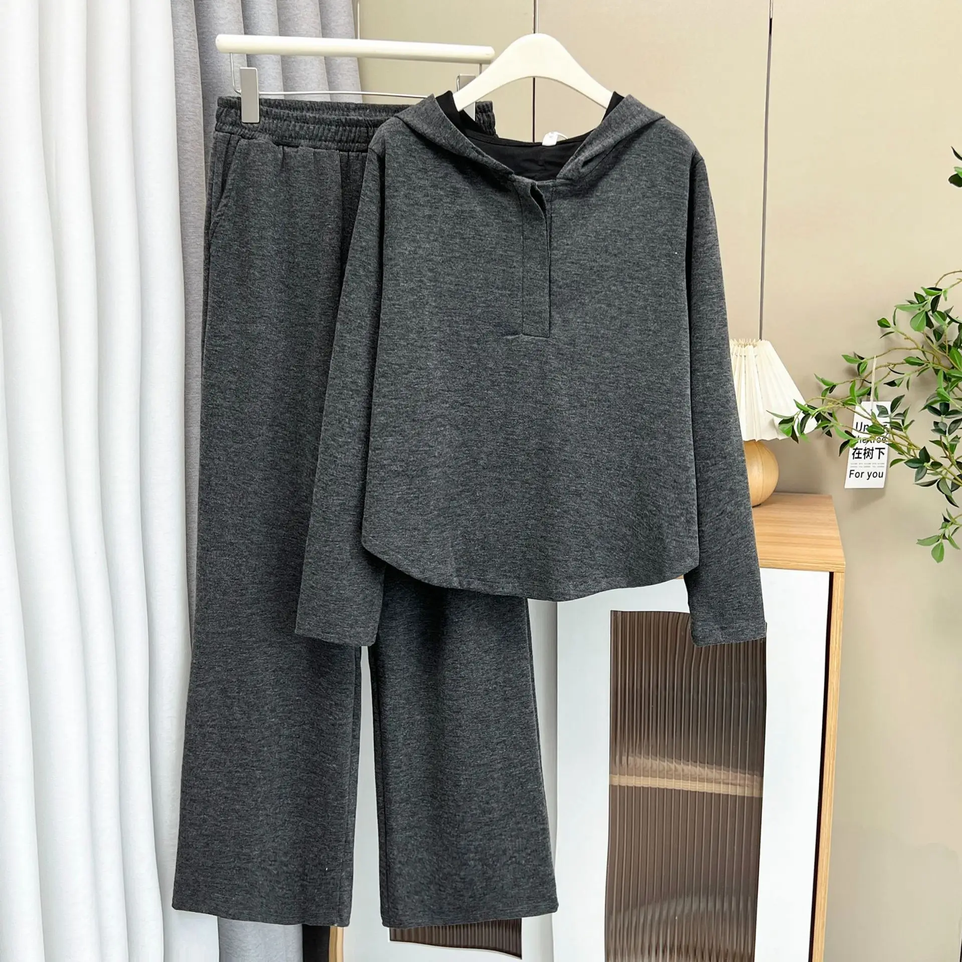 XXXXL Fashion Plus Size Women's Sets Autumn New Style Casual And Sporty Hooded Top And Long Pants Two Pieces Set