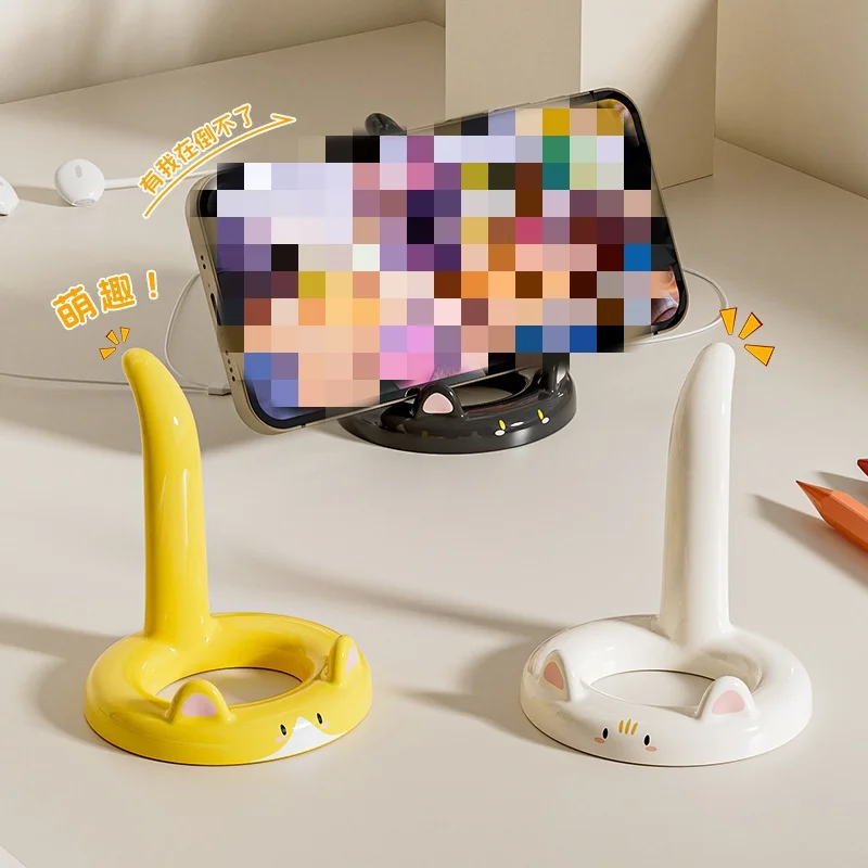 Charming Cartoon Cat Phone Stand: Creative Desktop Decor and Phone Holder