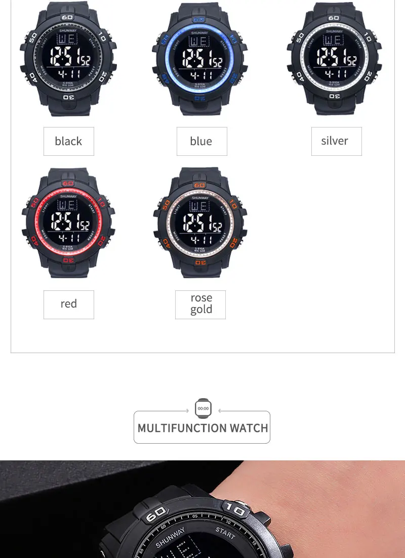 Digital Men Military Multifunction Watch 50m Waterproof Wristwatch LED Clock Sport Watch Male Big Watches Men 2022
