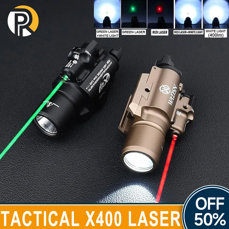 WADSN Tactical X400 X400U Ultra Red Green Scout Laser LED Flashlight Rifle Laser Light for Picatinny Weaver Rails Mount