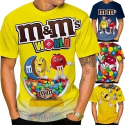 Funny M&M M&M's Chocolate Bean T Shirt Men Pop 3D Candy Printed Harajuku Fashion Tops Tee Shirts Casual T-shirt y2k Short Sleeve