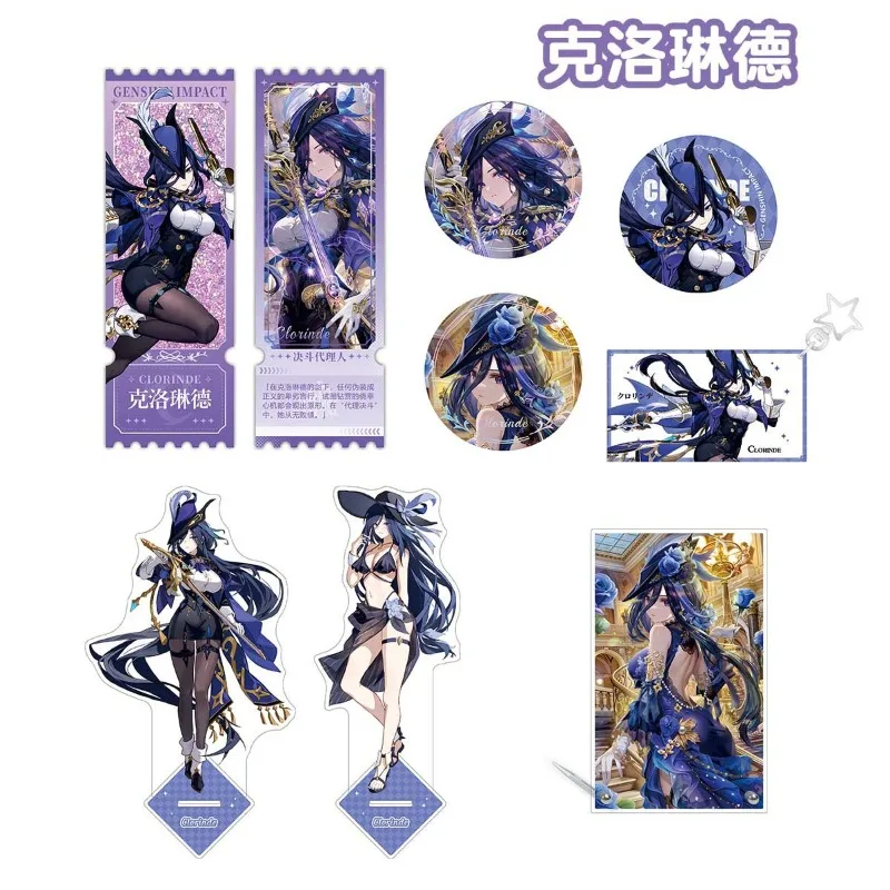 

Столешница ударная Genshin, декоративная подставка Clorinde, предметы мебели, коллекция, орнамент, подарок другу, акриловая кукла, искусственная кожа