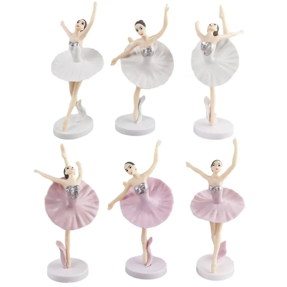 3Pcs/Set Ballerina Girl Figurines with Base Realistic Appearance Beautiful Shape Anti-fade Wide Applications Cake Decoration Exq