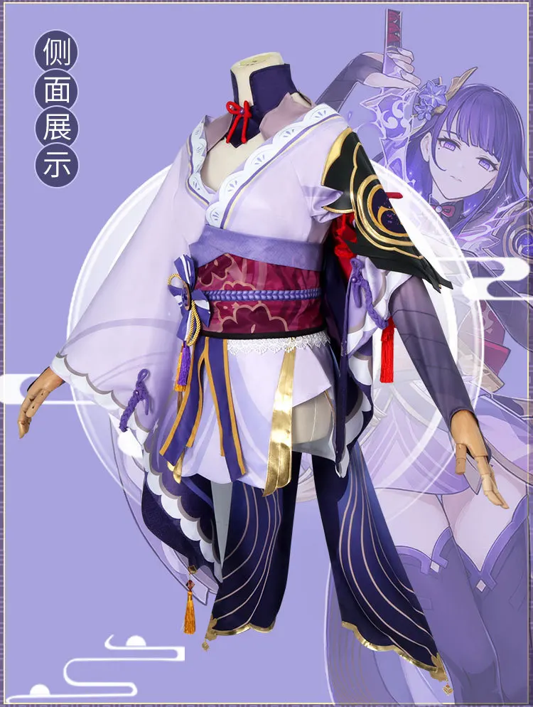 

Костюм для косплея из игры Genshin Impact Raiden Shogun, костюм для косплея Baal, полный комплект одежды Райден Мэй, парик, головной убор для аниме Expo