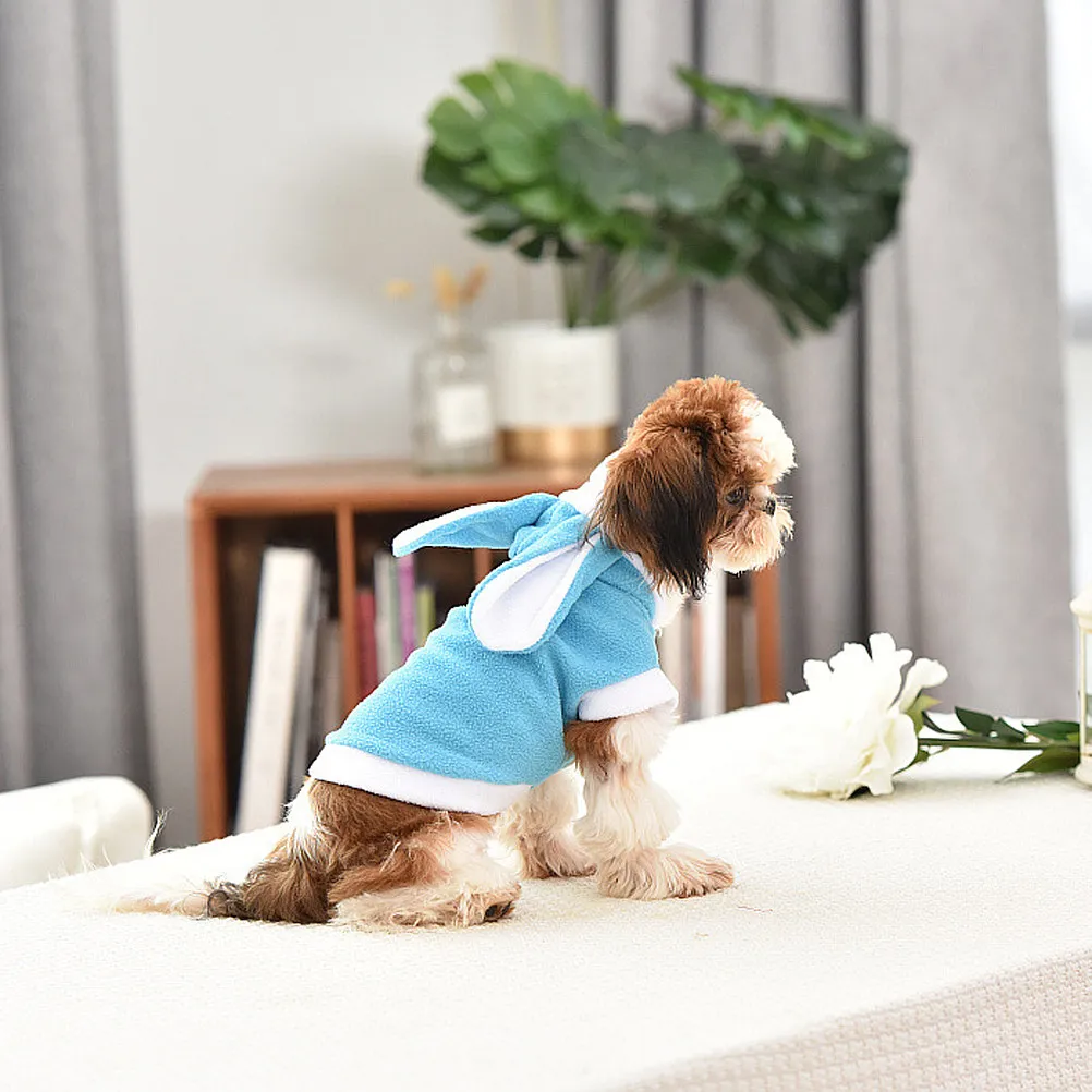 토끼 모양 강아지 겨울 코트 부드럽고 편안한 면 조끼 따뜻하고 통기성 좋은 강아지 실내외 침대용