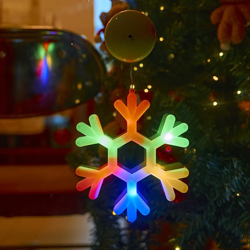 Weihnachtsfensterbeleuchtung, batteriebetrieben, Schneeflocken-, Glöckchen- und Strumpfform mit Saugnapf für Weihnachts- und Festtagsdekoration_voghion.com