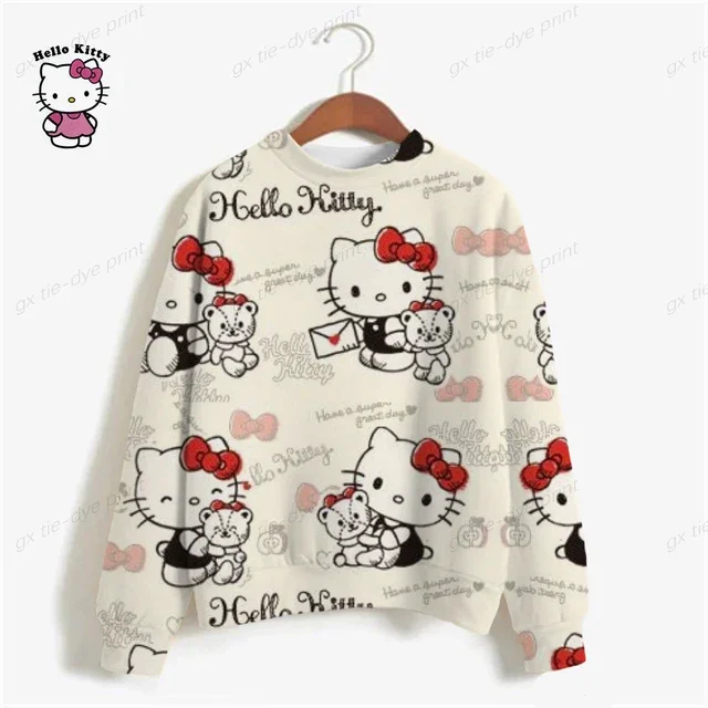 thumbnail image 1 of Sudadera de HELLO KITTY para mujer, ropa de calle de primavera, jerseys de cuello redondo de poliéster con dibujos animados, camisetas informales de manga larga con estampado de Groot, 1 of 5