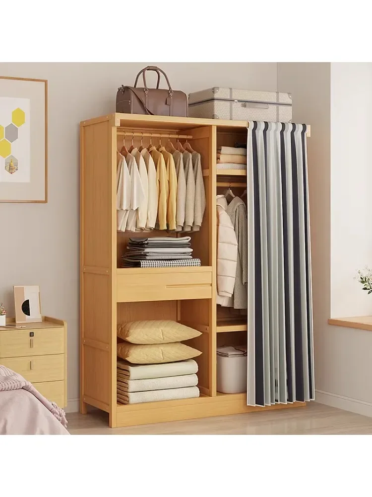 Room Children's Wardrobe Solid Wood Rental Room Wardrobe Bedside Household Hanger Strong