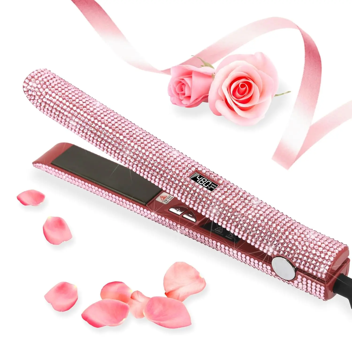 Straightener and curler 2 in 1 dazzling Rhinestone Crystal Bling Straightening crimped flat iron 30s fast heating dual voltage 2