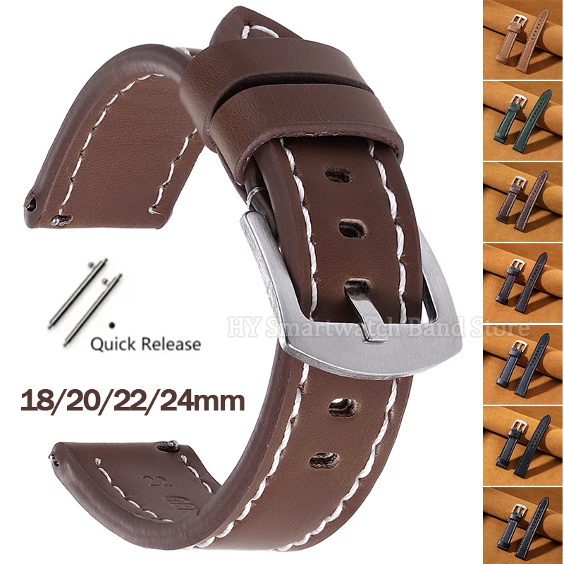 Premium Leather Smartwatch Band with Universal Quick Release Clasp