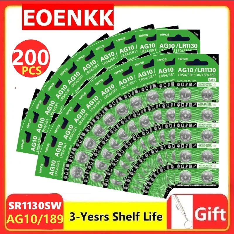 

AG10 LR1130 189 SR54 389 D189 LR54 SR1130 G10 1,55 В щелочная батарея кнопочная батарейка для игрушек часов пульт дистанционного управления