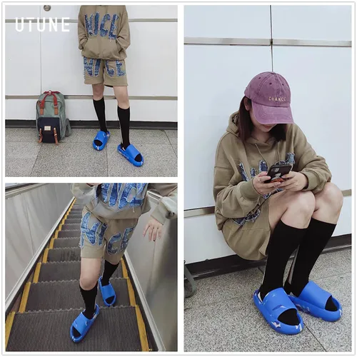 UTUNE 스플래쉬 잉크 샌들 슬라이드 여성용 남성 커플 여름 외부 슬리퍼 위장 EVA 고무 샌들 비치 신발 오리지널 6