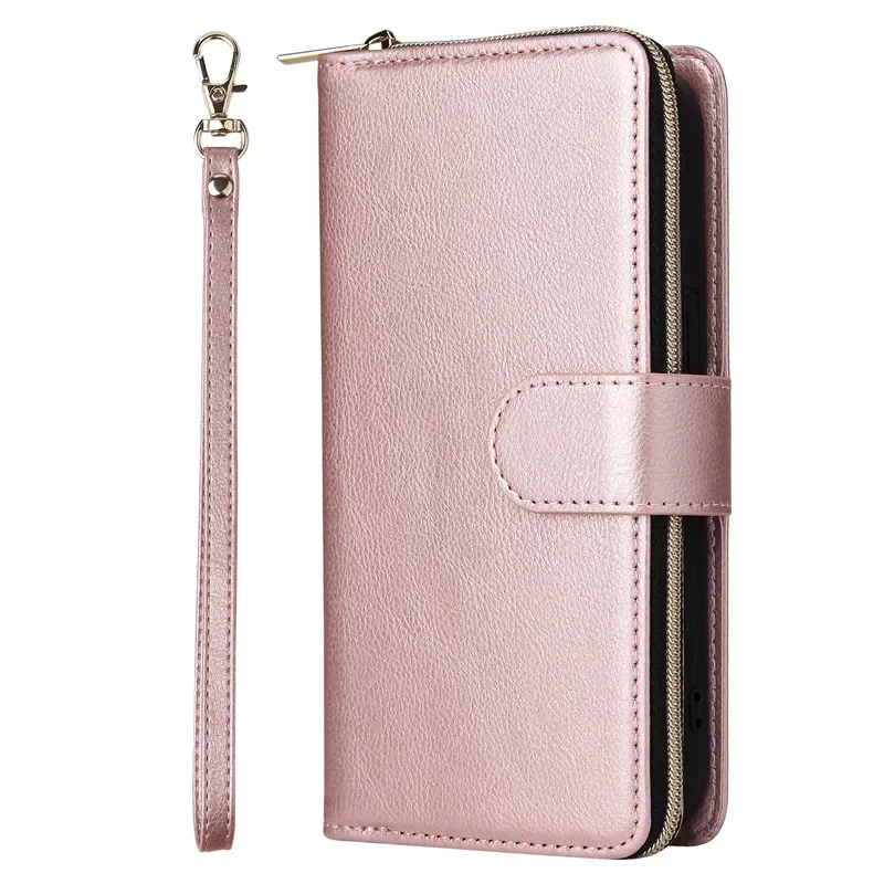 Zipper Wallet Leather Phone Case - Premium Cover with Card Slots