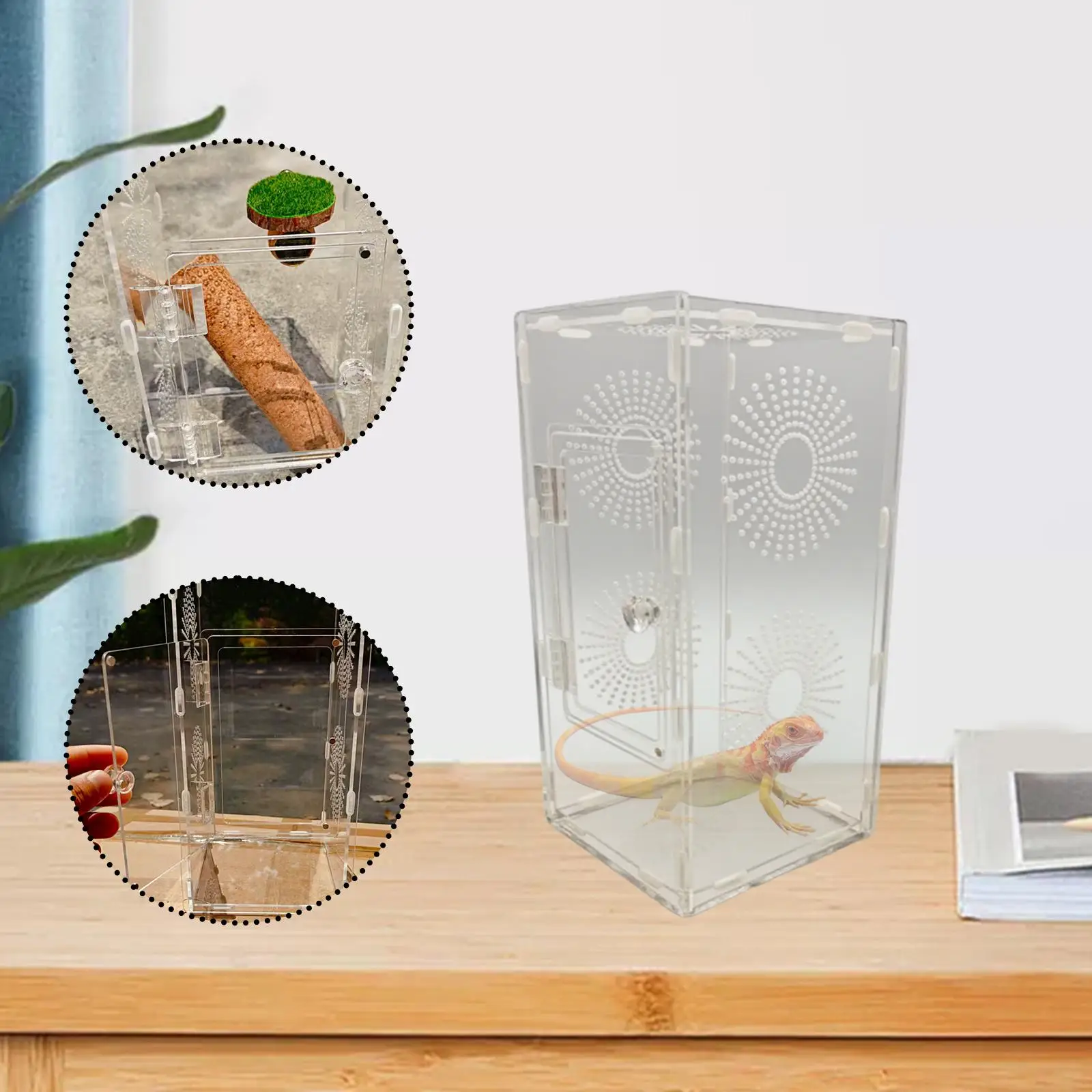 Acrylic Habitat Enclosure for Mantis Jumping Spider 15x15x30cm Accessory Quick Installation Multifunctional Transparent