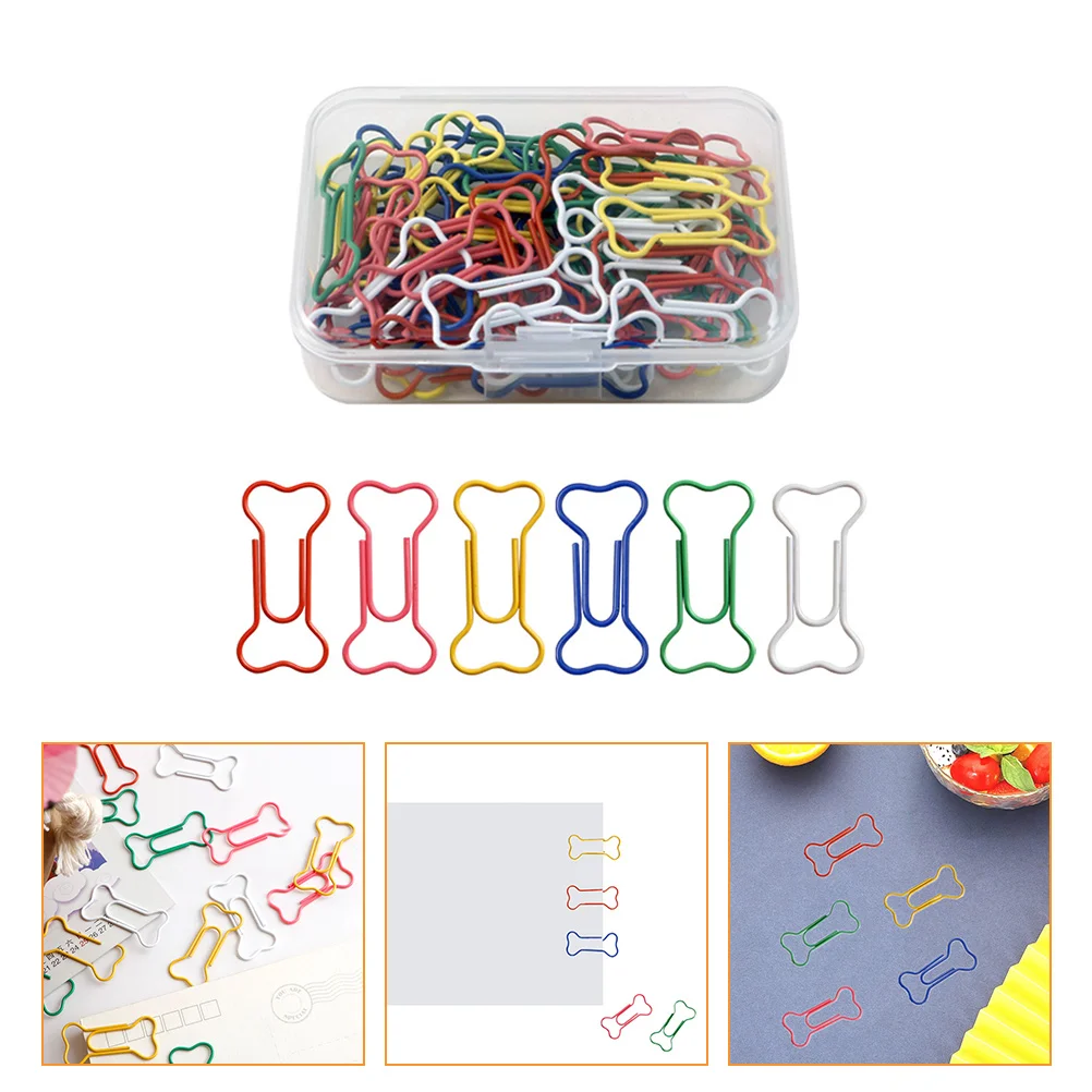 

Nuobesty Office Paper Clips Bone Shape Cute Small Clamps Assorted Colors Note Bookmarks Planner Supplies Gifts