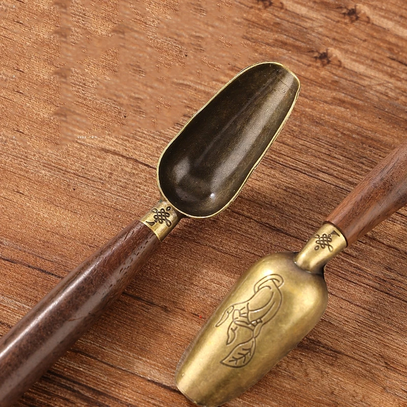 Tea Spoons 1pcs Tea Spoon Ebony Teaspoon Solid Wood Retro Creative Tea Shovel KongFu Ceremony Accessories Gift