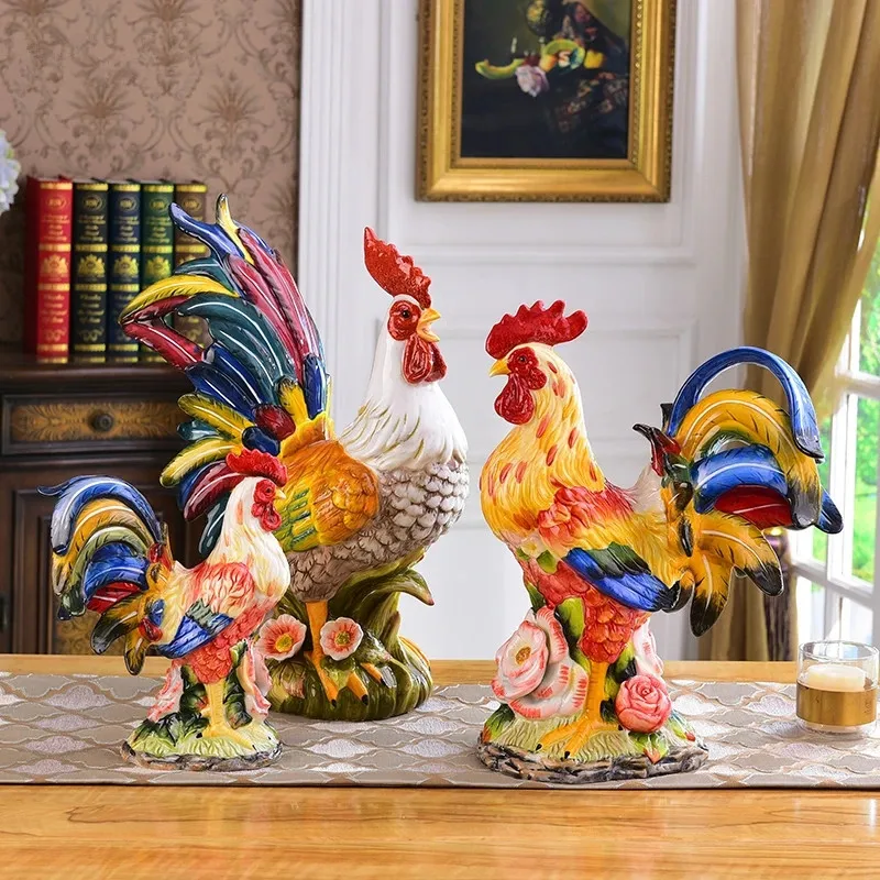 

Ceramic Big Cock Handmade Sculpture Ornaments Living Room Wine Cabinet Lucky Fortune Decorations Home Decor Accessories