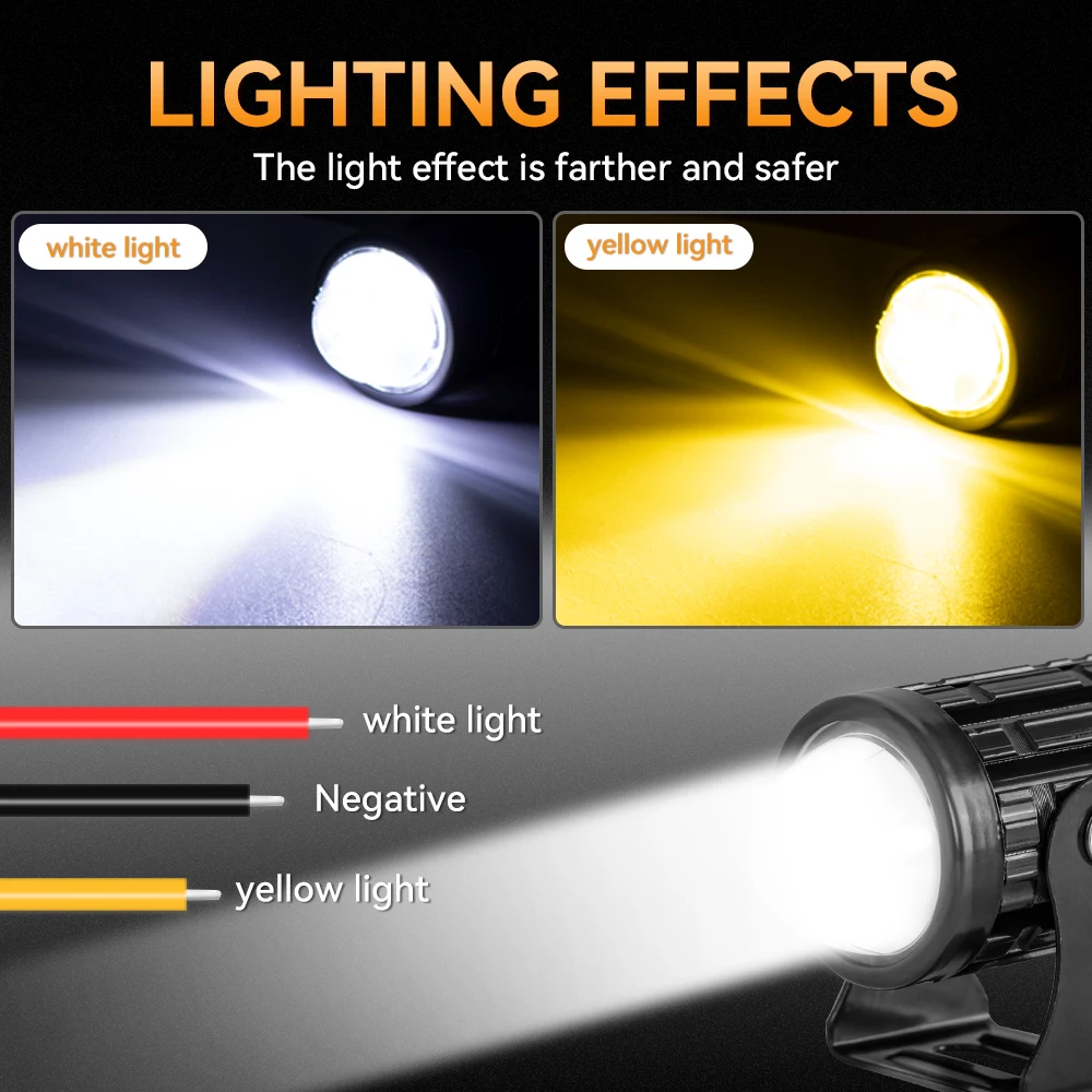 Motorcycle Headlight Super Bright LED Explorers Projector Fisheye Lens Fog Auxiliary Spotlights