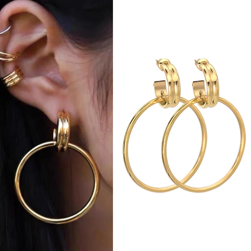 Stainless Steel 2021 Trendy Hoop Earrings For Women Men Fashion New
